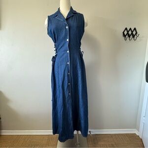 Vintage East West Sleeveless Denim Maxi Dress SZ M